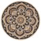 Laddha Home Designs 6' Black and Beige Floral Hand Tufted Round Wool Area Throw Rug